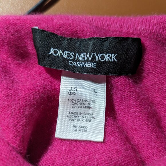100% Cashmere Jones New York Womens Large Pink Cowl Neck with Buttons Sweater - Picture 5 of 6